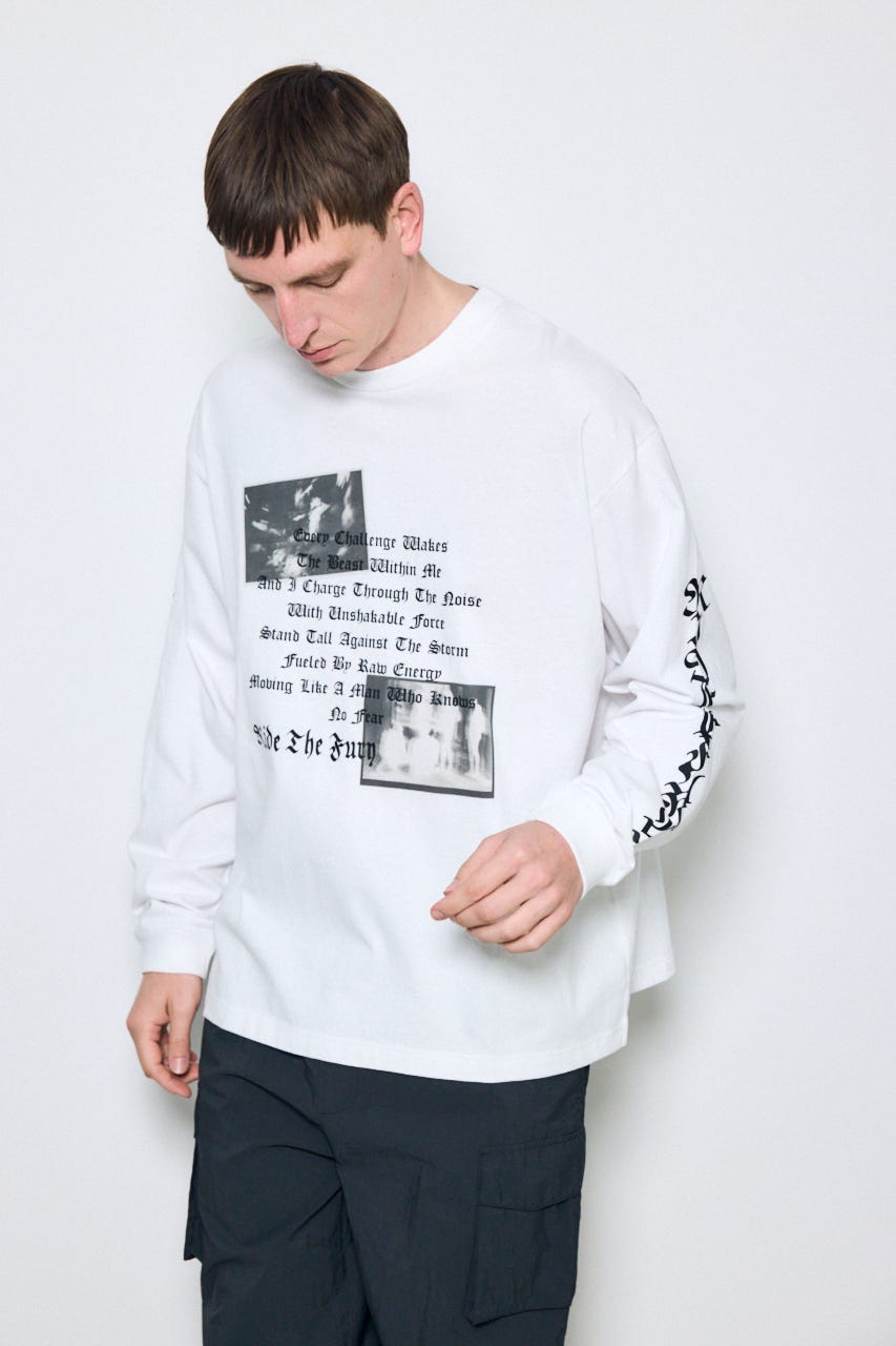 袖ロゴ長袖Tシャツ WHT M