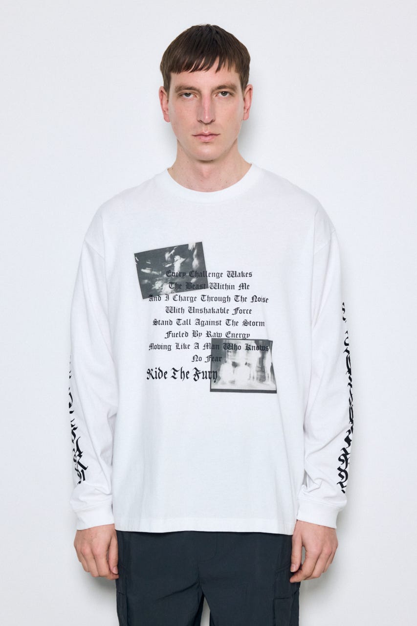 袖ロゴ長袖Tシャツ WHT M