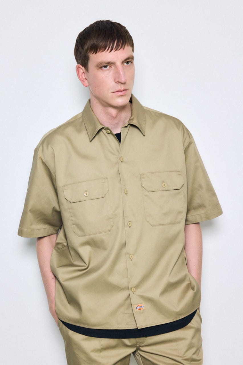 【Dickies（R）×AZUL】半袖ワークシャツ BEG XL