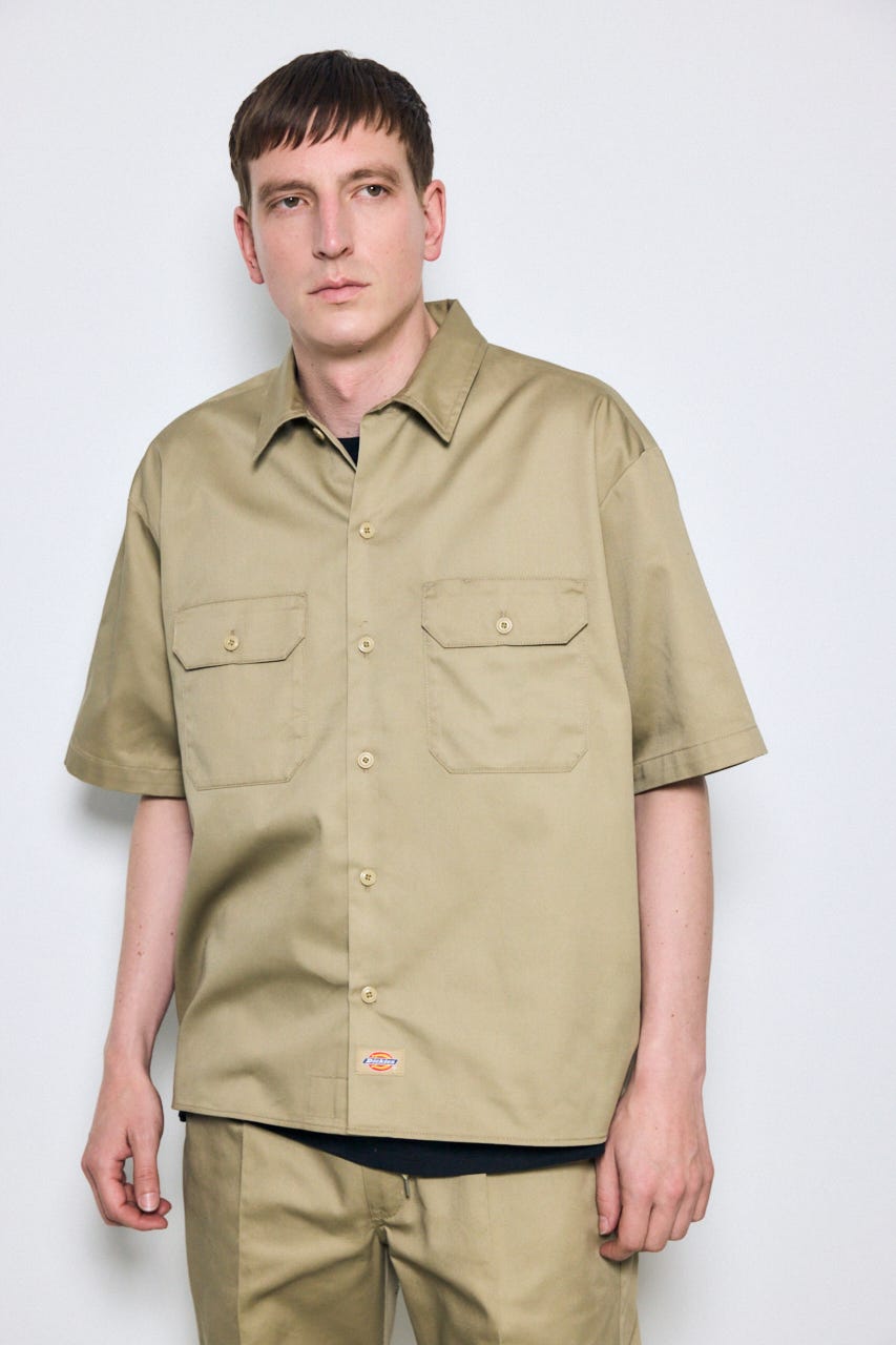 【Dickies（R）×AZUL】半袖ワークシャツ BEG XL