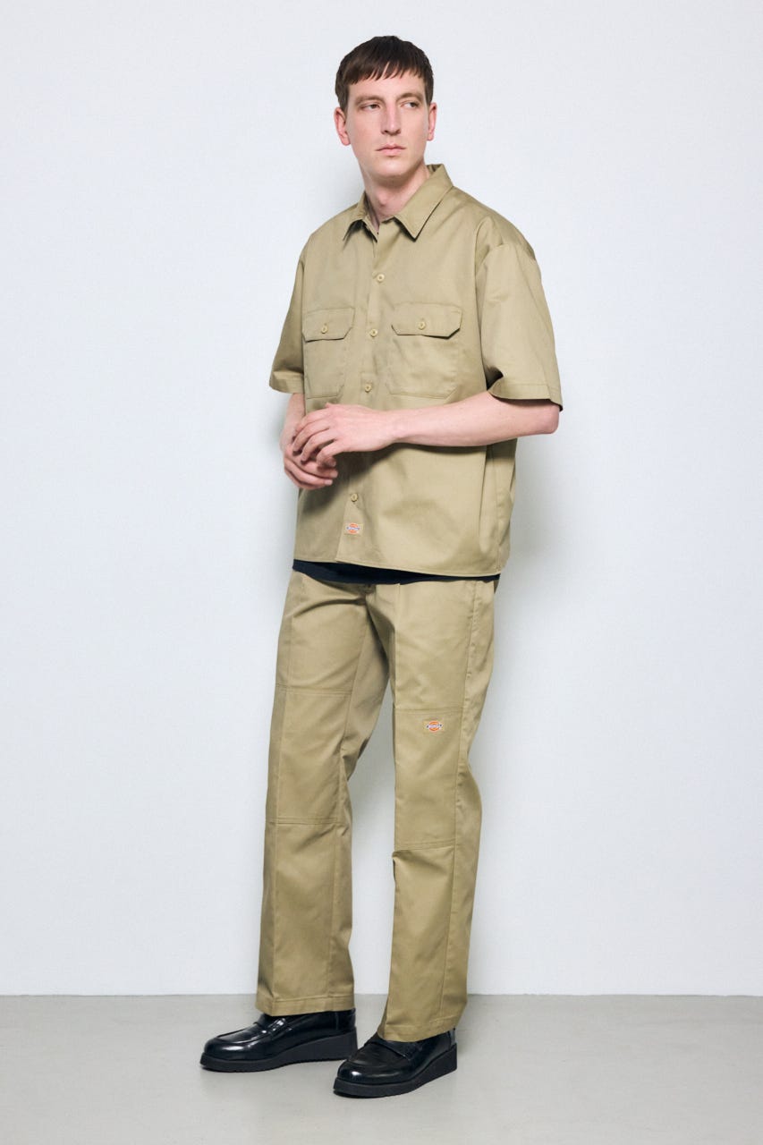 【Dickies（R）×AZUL】半袖ワークシャツ BEG XL