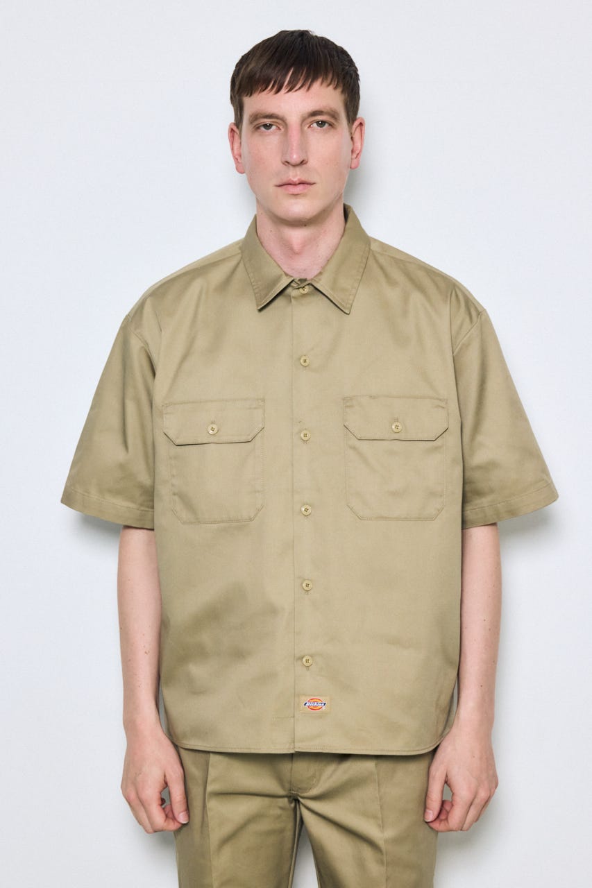 【Dickies（R）×AZUL】半袖ワークシャツ BEG XL