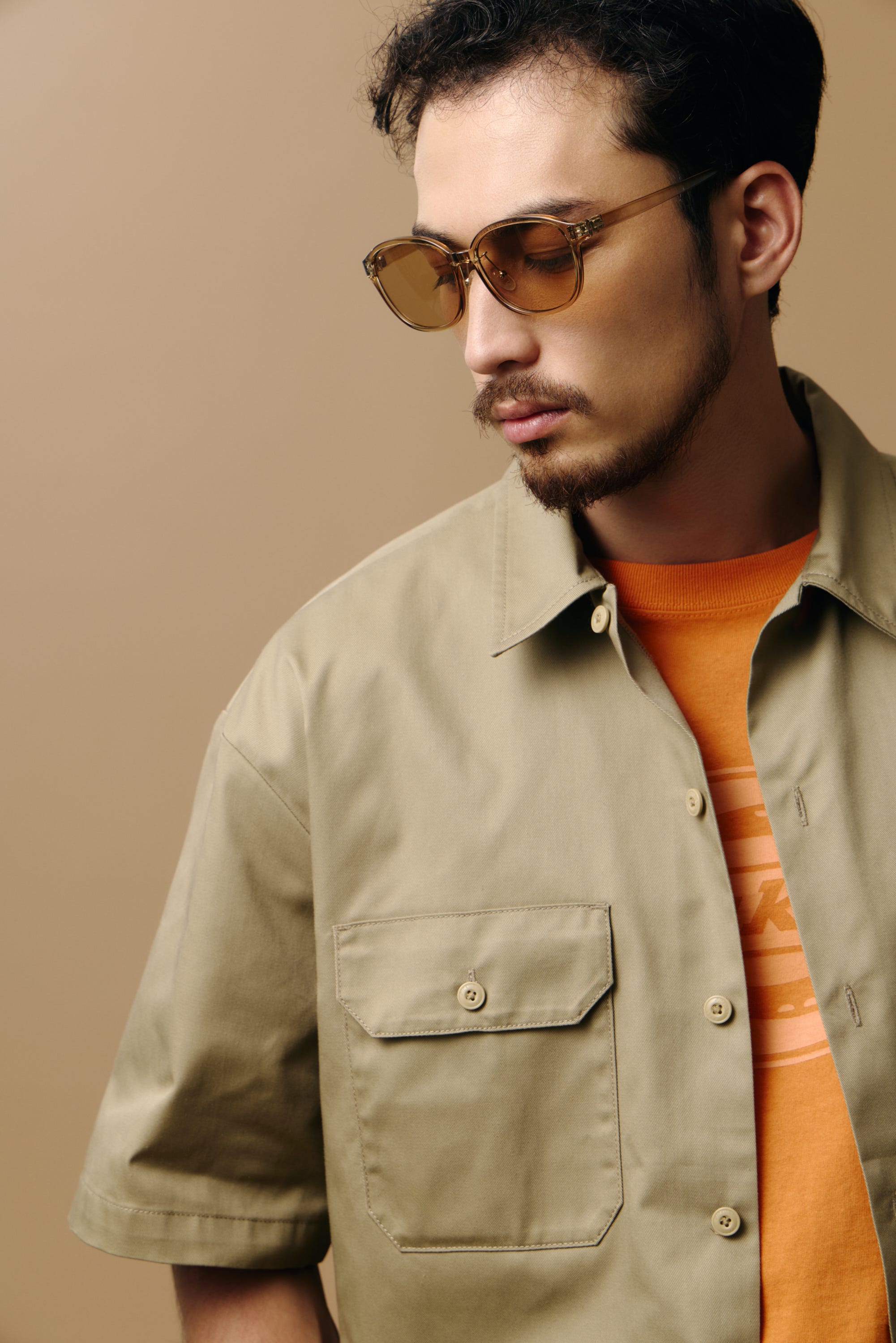 【Dickies（R）×AZUL】半袖ワークシャツ BEG XL