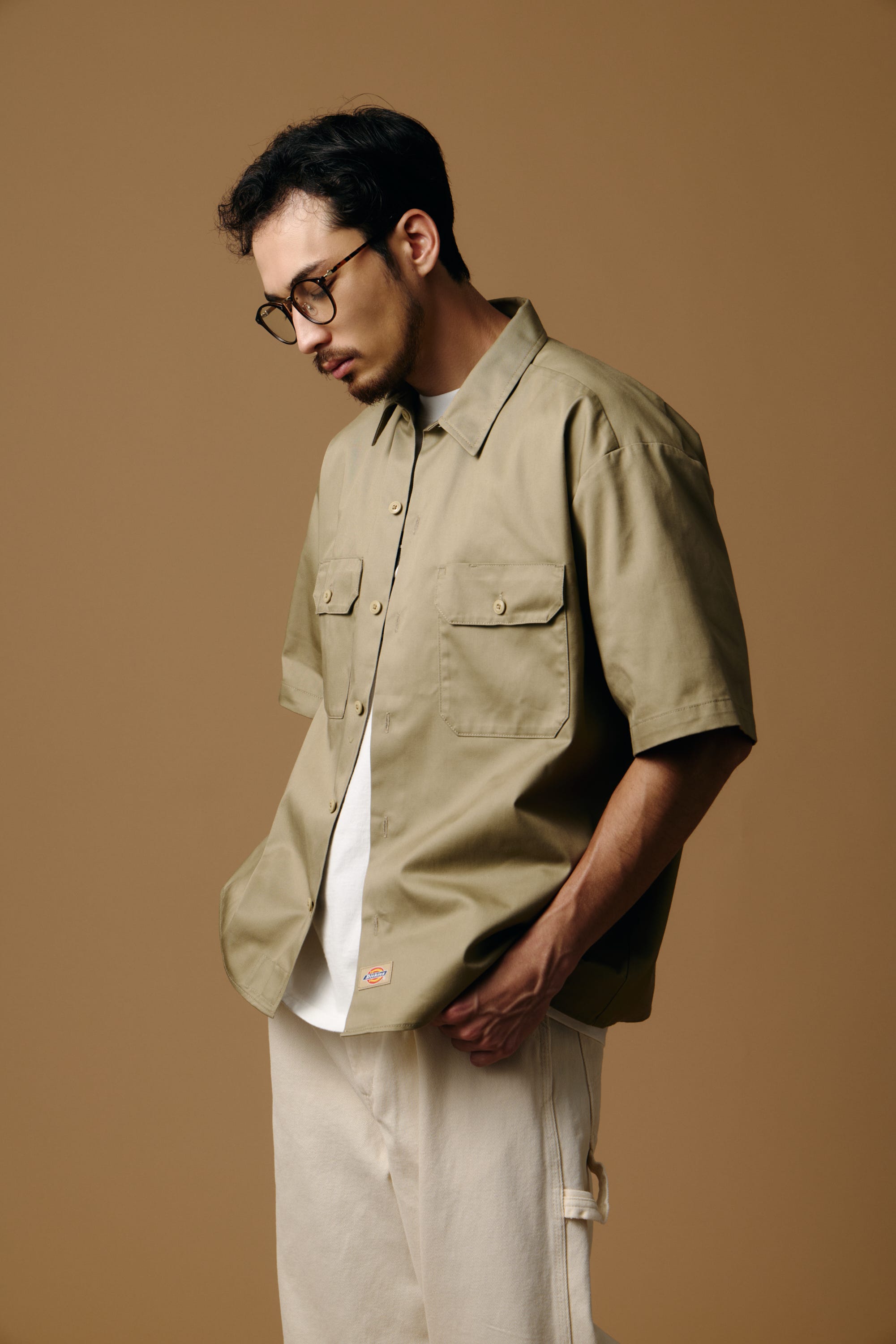 【Dickies（R）×AZUL】半袖ワークシャツ BEG XL