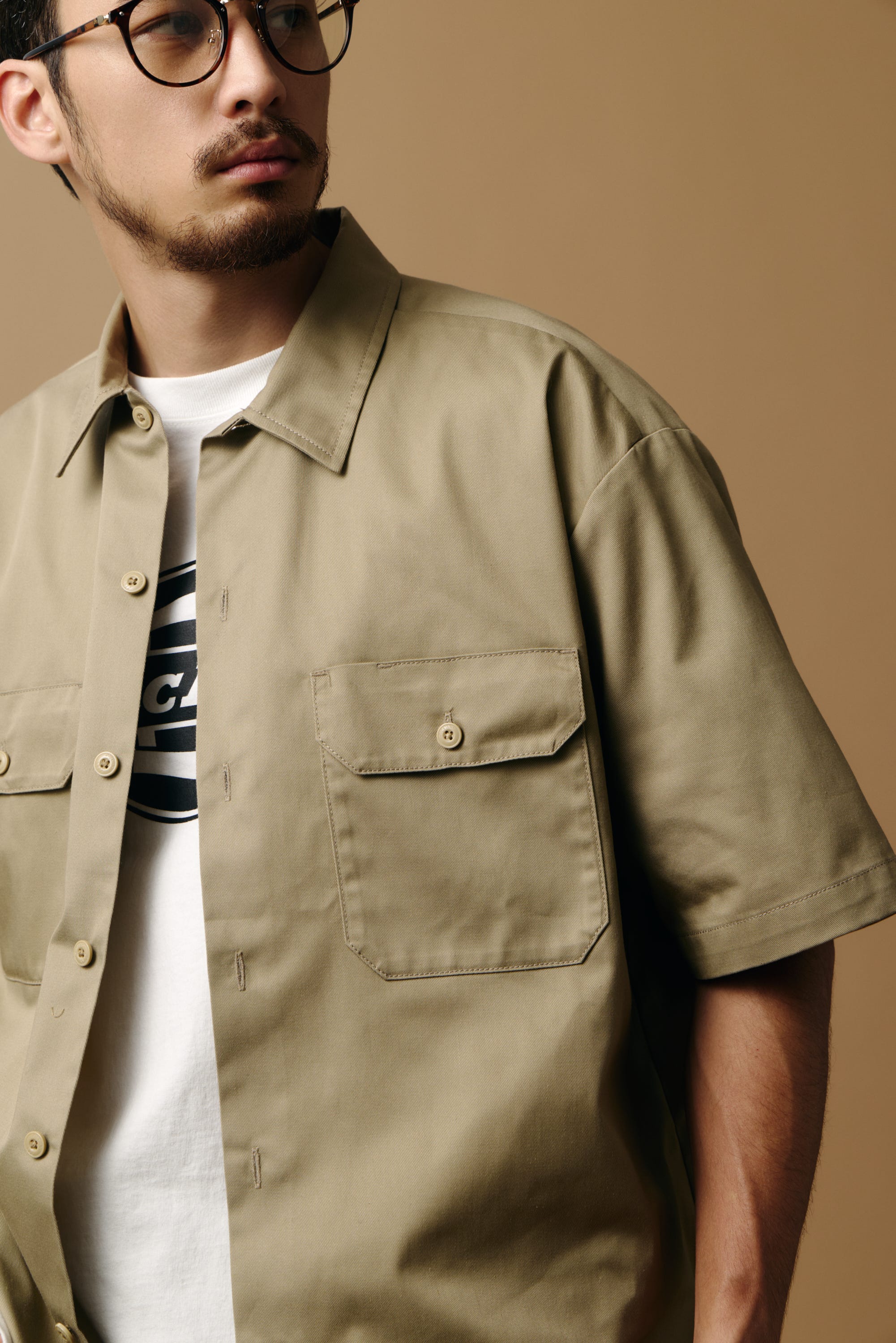 【Dickies（R）×AZUL】半袖ワークシャツ BEG XL