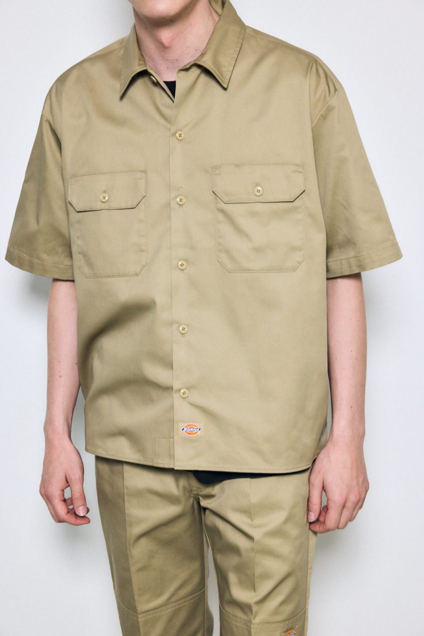 【Dickies（R）×AZUL】半袖ワークシャツ BEG XL