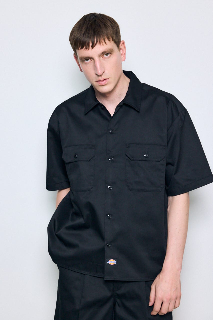 【Dickies（R）×AZUL】半袖ワークシャツ BLK L