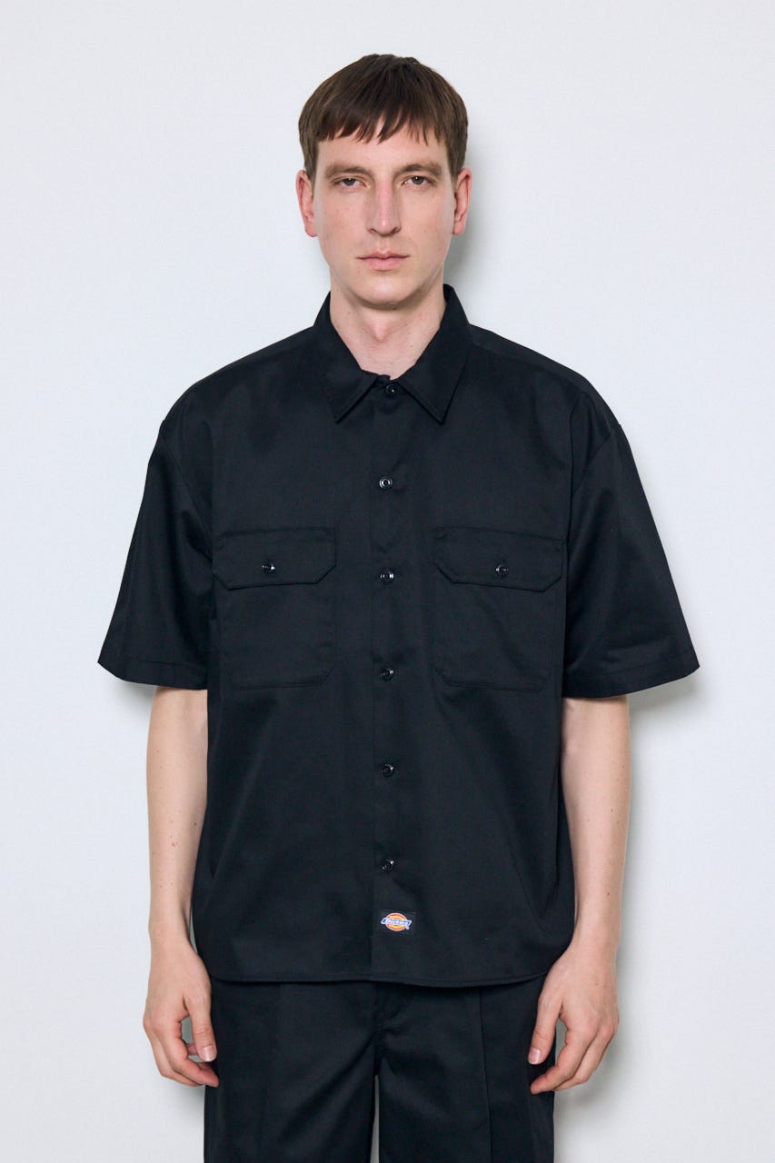 【Dickies（R）×AZUL】半袖ワークシャツ BLK L