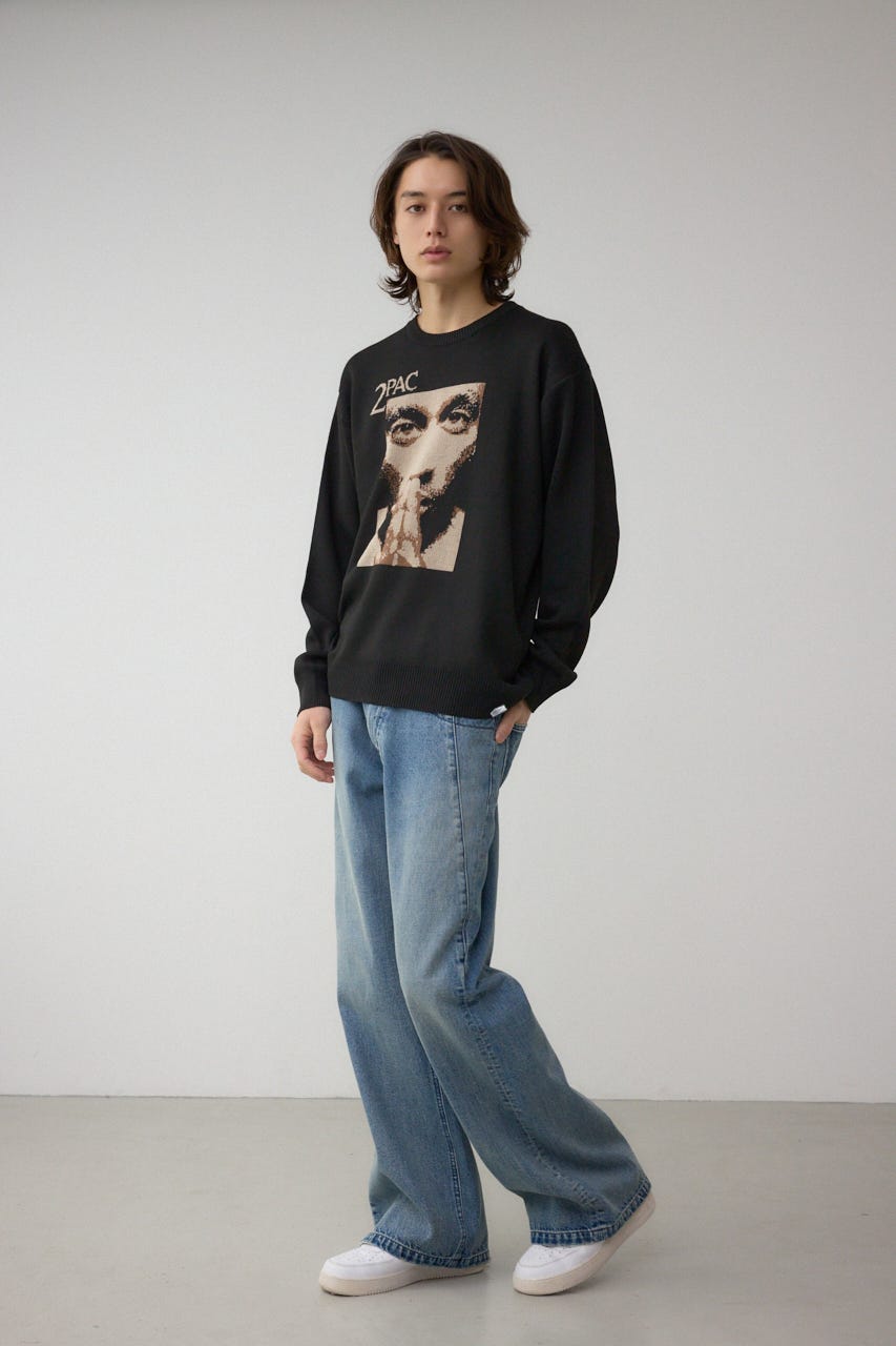 RAP HIP HOPグラフィックニット BLK FREE