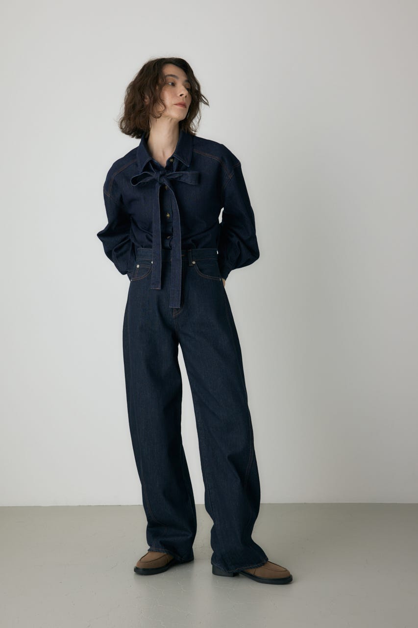 crie conforto ボウタイ デニムシャツ crie conforto | ボウタイデニムシャツ (シャツ・ブラウス