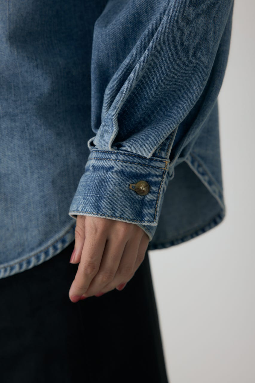 （美品）crie conforto デニムシャツ　フリーサイズ crie conforto | ボウタイデニムシャツ (シャツ・ブラウス