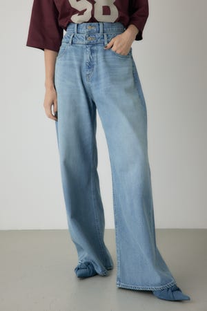 ダブルウエストバギーデニム