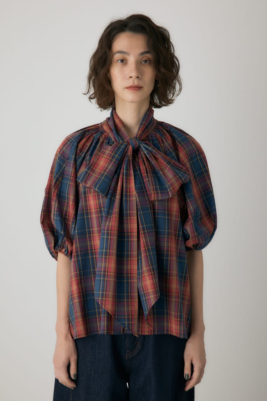 crie conforto | チェックボウタイブラウス (シャツ・ブラウス