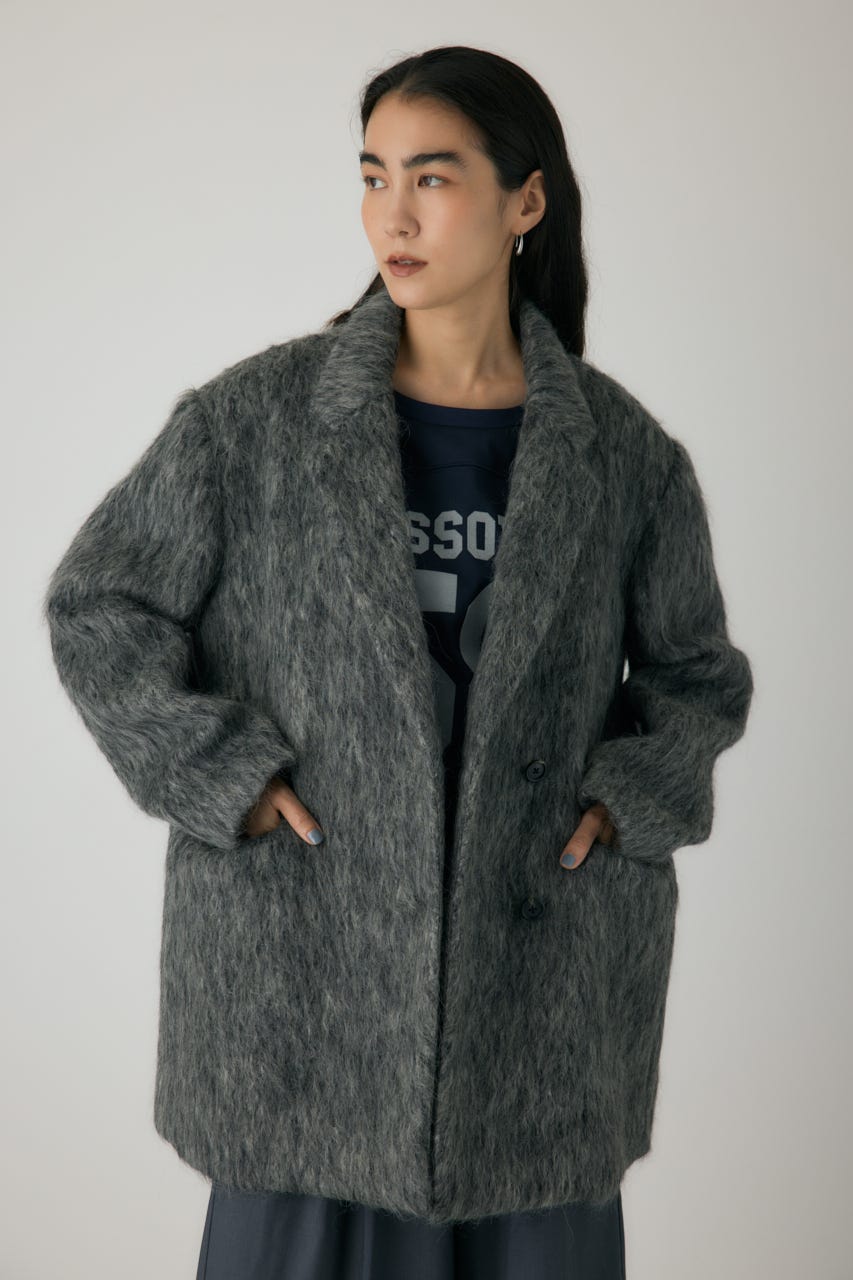 シャギーパデットショルダーコート GRY FREE