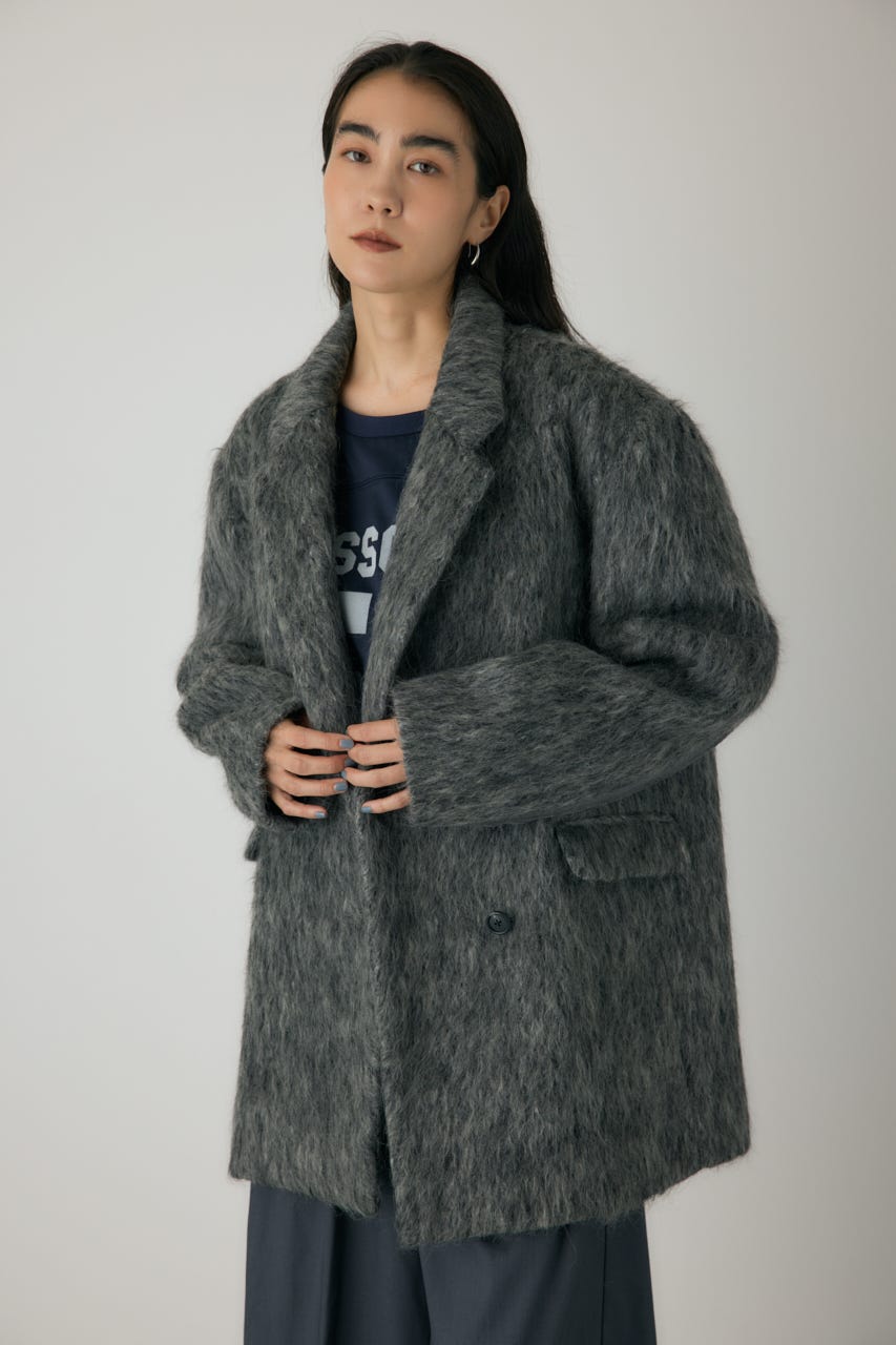 シャギーパデットショルダーコート GRY FREE