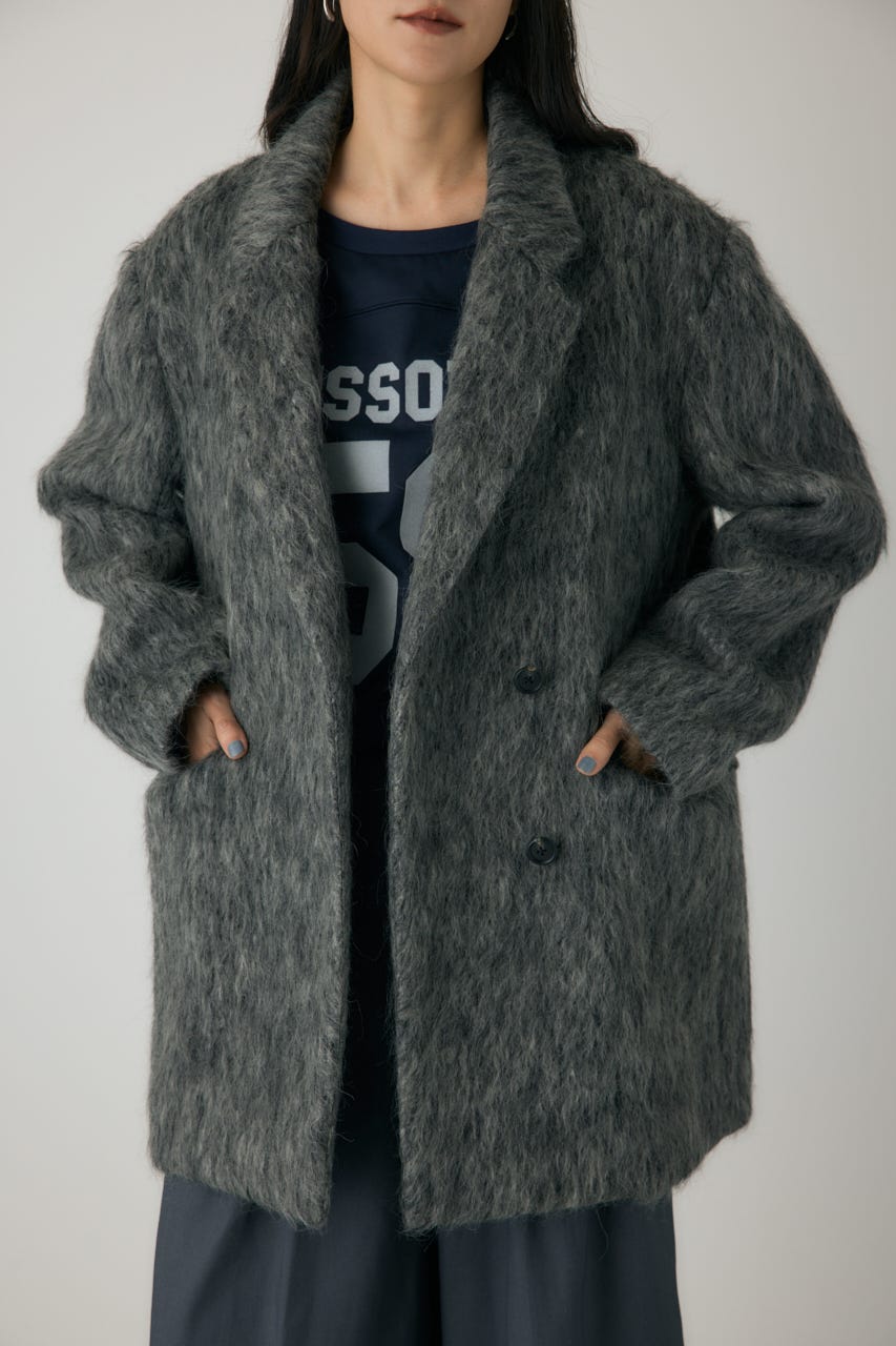シャギーパデットショルダーコート GRY FREE