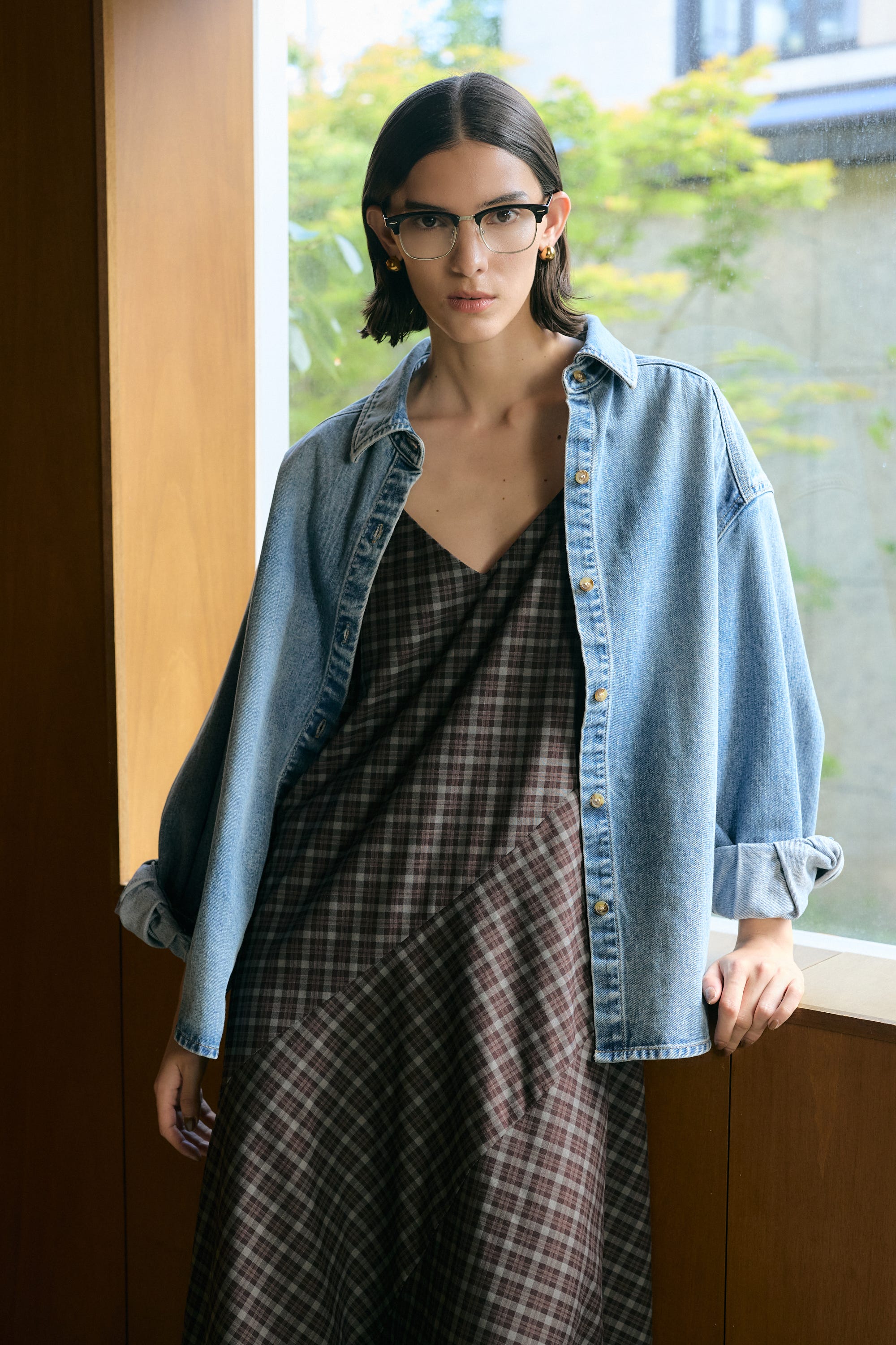 チェックキャミワンピース 柄BRD FREE