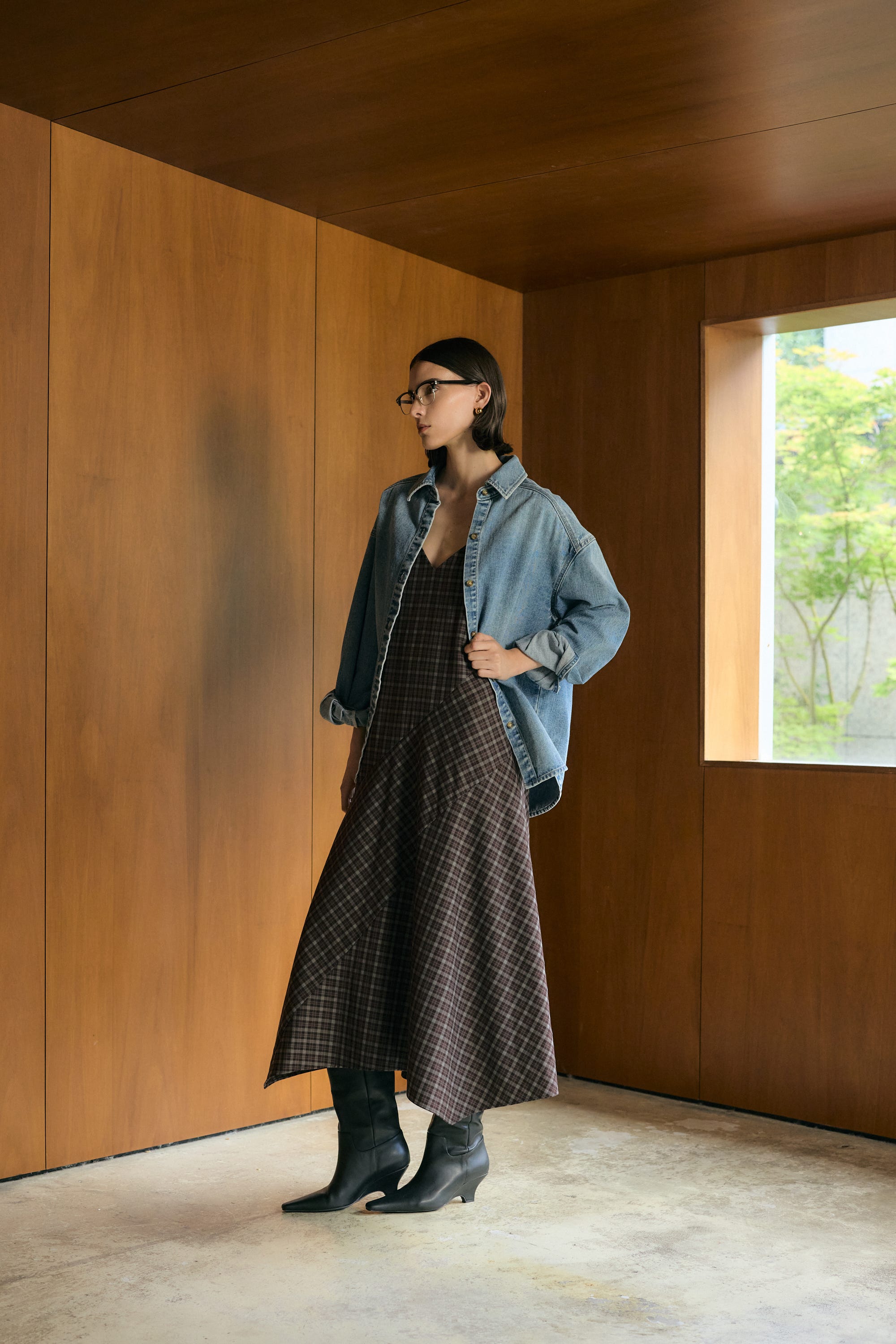 crie conforto | チェックキャミワンピース (ワンピース(ロング