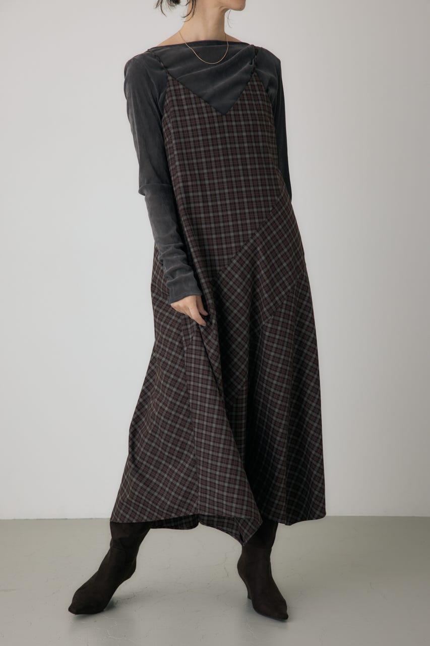 チェックキャミワンピース 柄BRD FREE