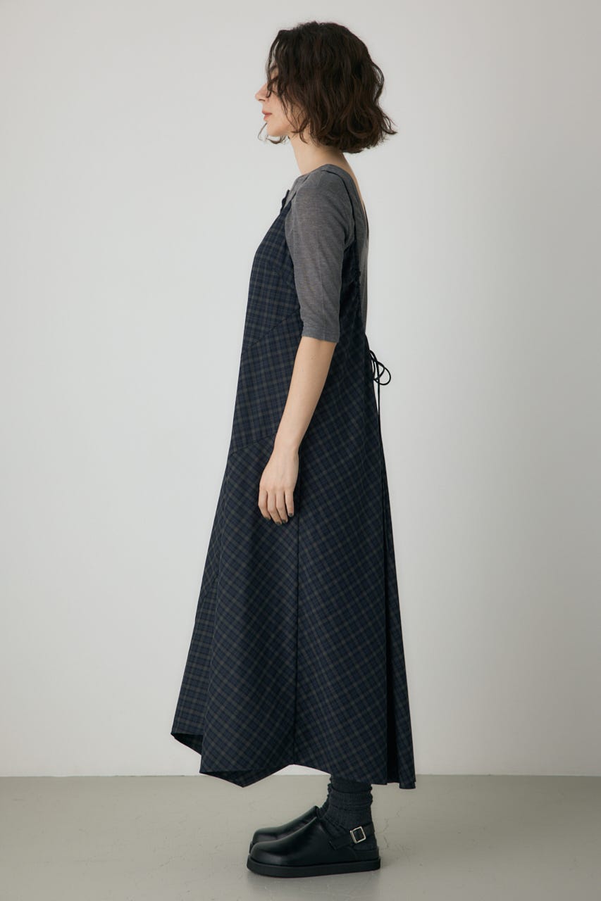 チェックキャミワンピース 柄NVY FREE