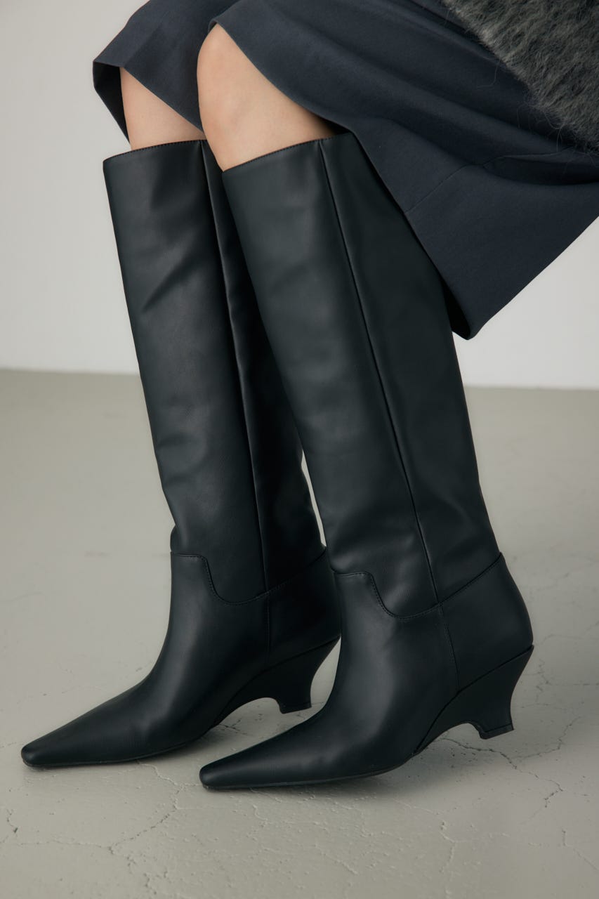 ウェッジソールロングブーツ BLK LL