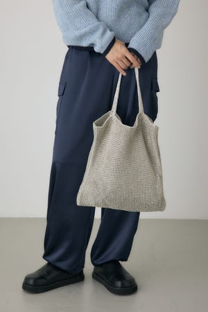 ラメ糸編みトートバッグ