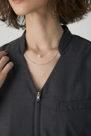 ワンパールダブルチェーンネックレス