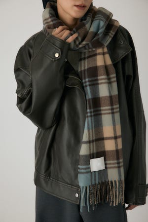 カシミアタッチチェックストール