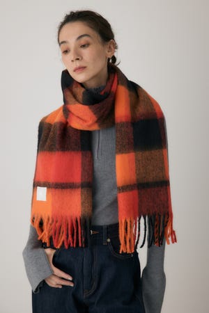 ループヤーンライトチェックマフラー