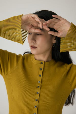 スリーブシアーリブカーディガン