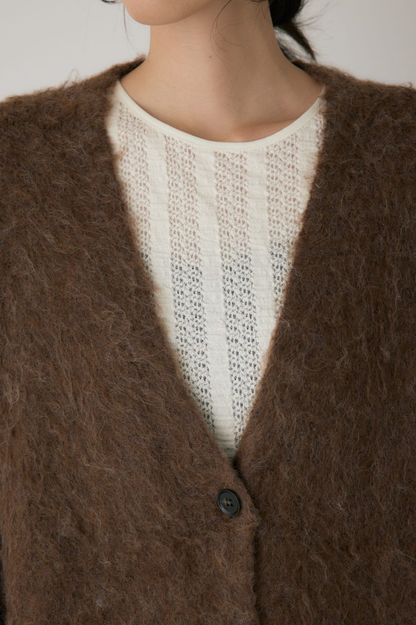 シャギーカーディガン BRN FREE