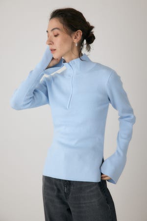 フロントジップタートルニット