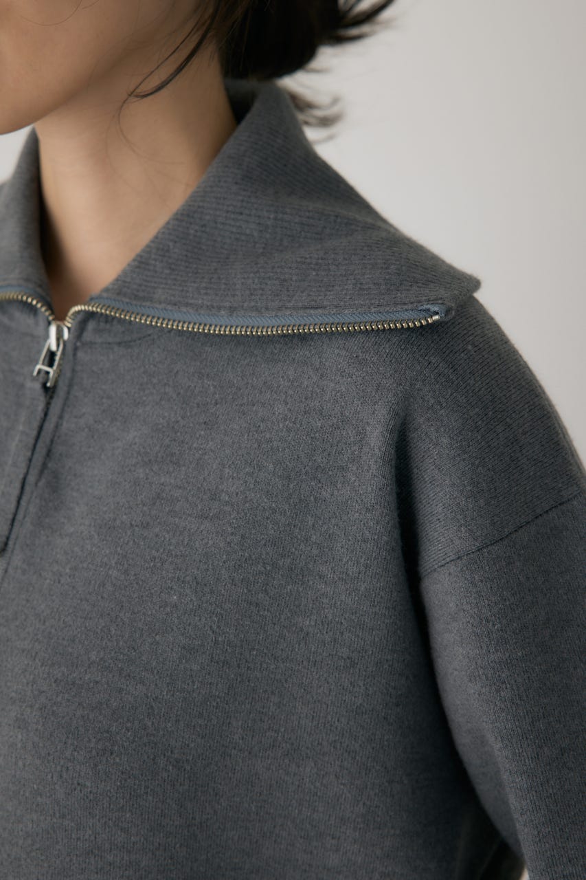 ハーフジップセーラーカラーニット GRY FREE