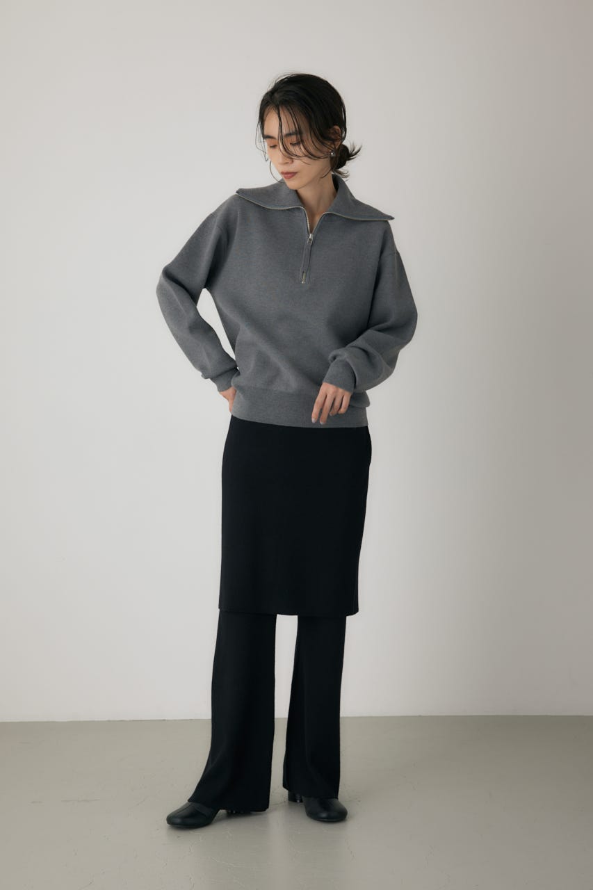 ハーフジップセーラーカラーニット GRY FREE