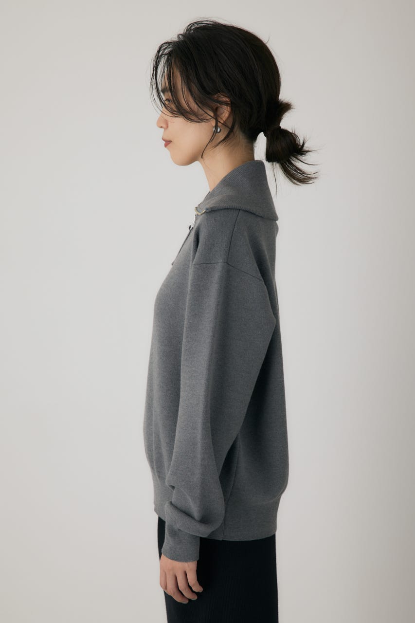 ハーフジップセーラーカラーニット GRY FREE