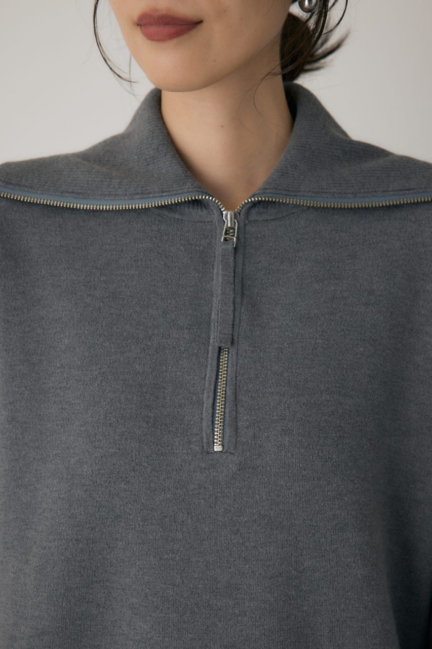 ハーフジップセーラーカラーニット GRY FREE
