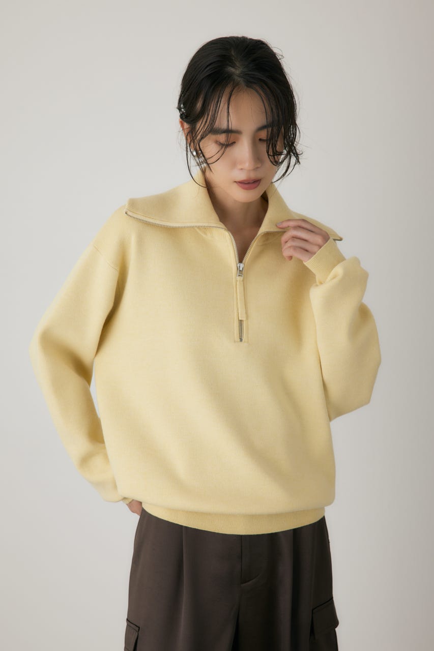 ハーフジップセーラーカラーニット L/YEL FREE