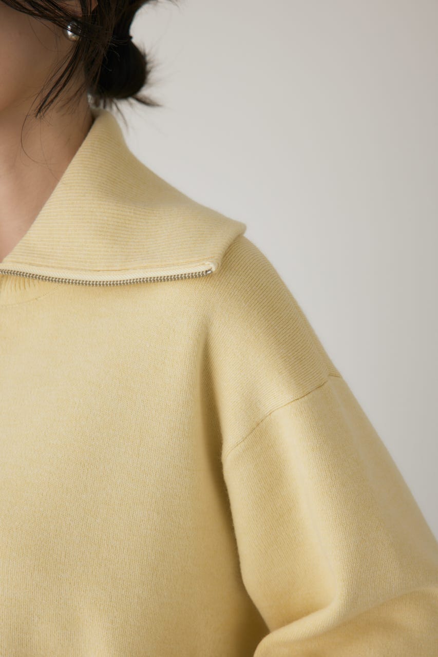 ハーフジップセーラーカラーニット L/YEL FREE