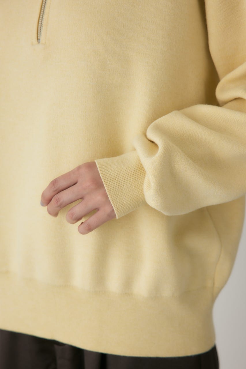 ハーフジップセーラーカラーニット L/YEL FREE