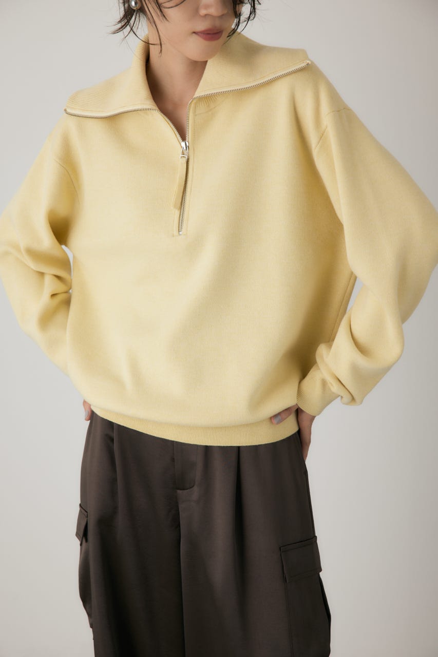 ハーフジップセーラーカラーニット L/YEL FREE