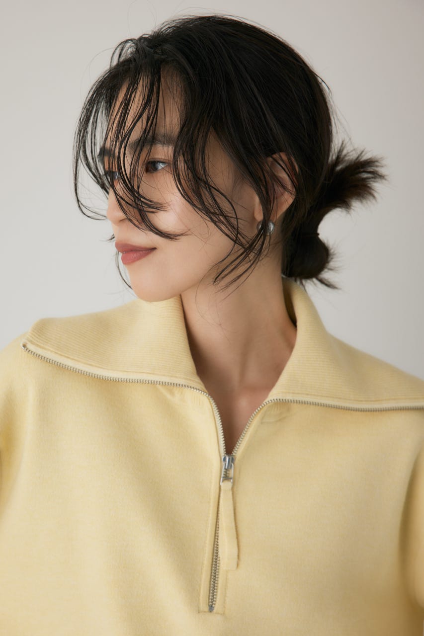 ハーフジップセーラーカラーニット L/YEL FREE