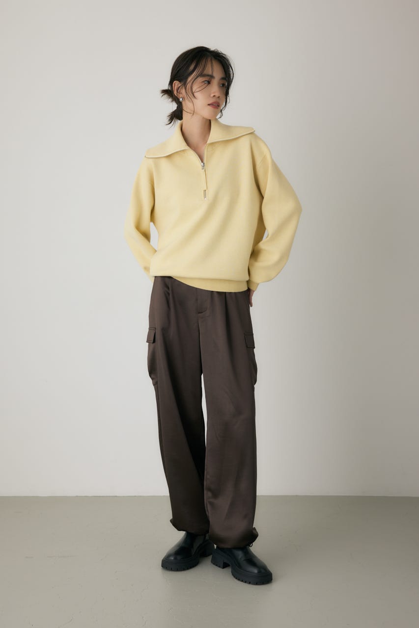 ハーフジップセーラーカラーニット L/YEL FREE