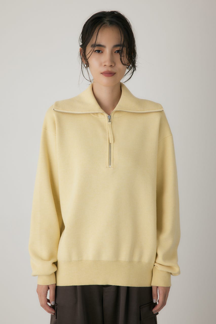 ハーフジップセーラーカラーニット L/YEL FREE