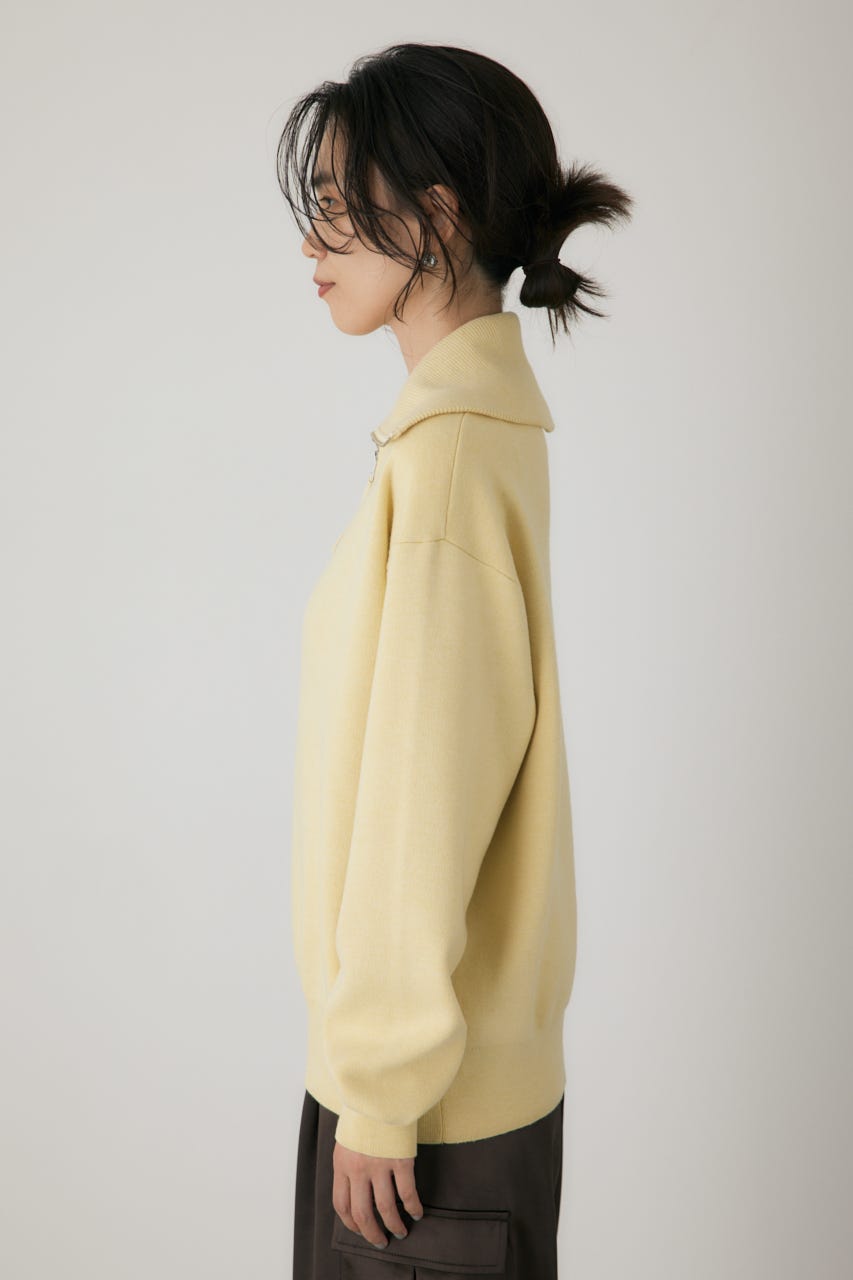 ハーフジップセーラーカラーニット L/YEL FREE