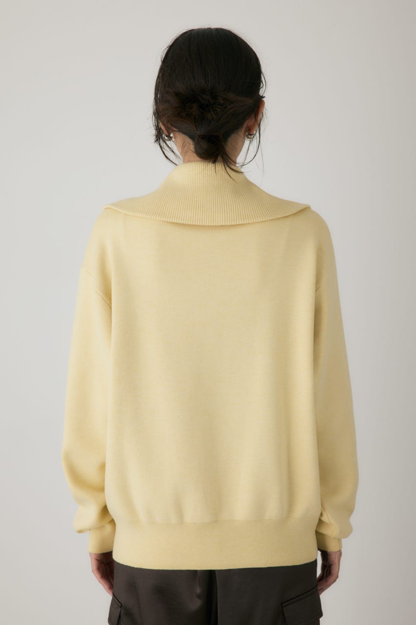 ハーフジップセーラーカラーニット L/YEL FREE