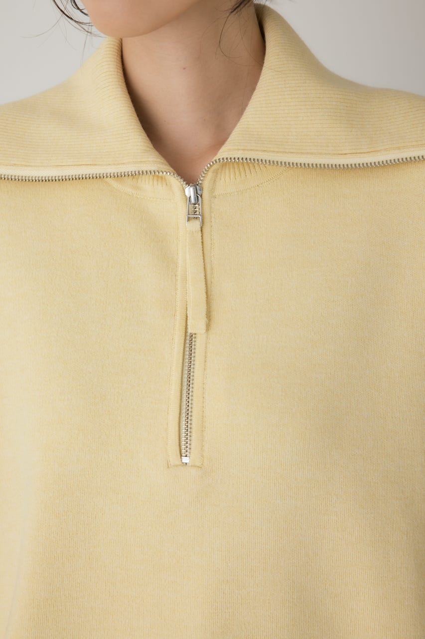 ハーフジップセーラーカラーニット L/YEL FREE