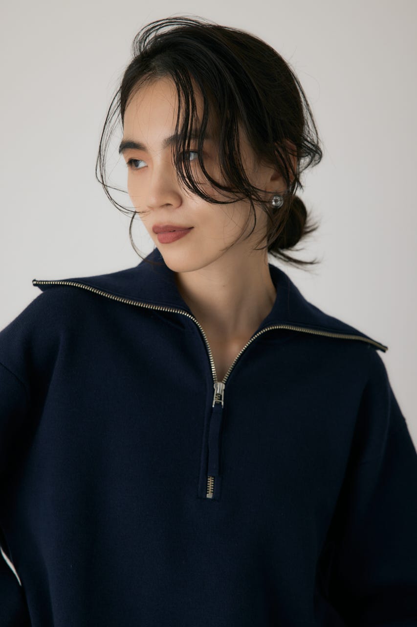 ハーフジップセーラーカラーニット NVY FREE