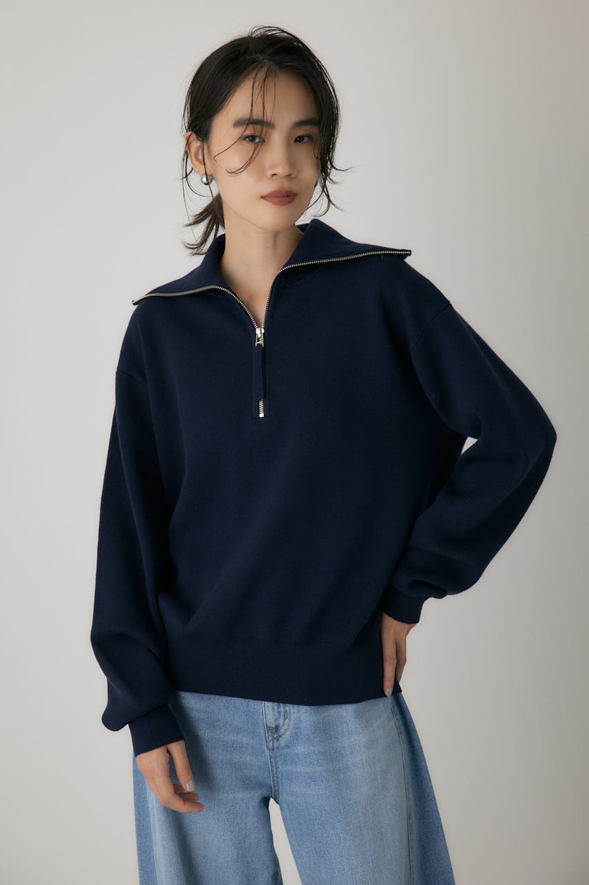 ハーフジップセーラーカラーニット NVY FREE