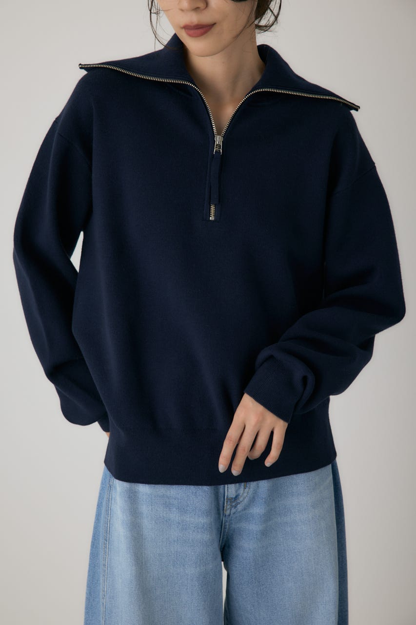 ハーフジップセーラーカラーニット NVY FREE