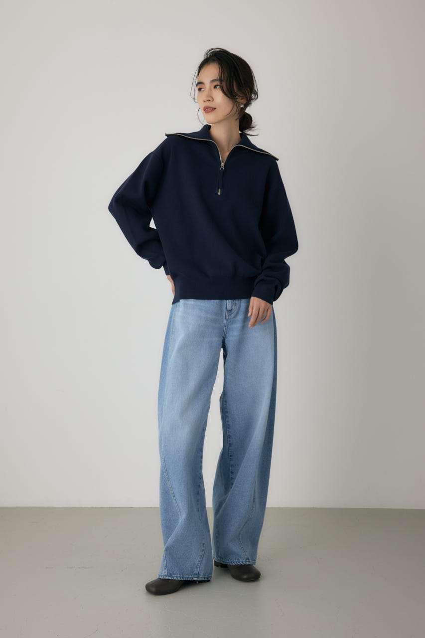 ハーフジップセーラーカラーニット NVY FREE